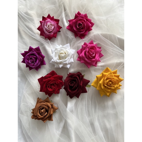 Bunga Mawar Beludru Ukuran L rias pengantin/ hairdo/ sanggul