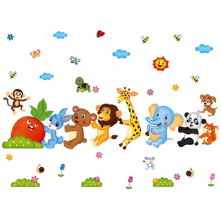 Stiker dinding dilepas Hewan tarik lobak TK kelas kartun Stiker dinding dilepas Hewan tarik lobak TK kelas kartun