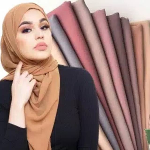 SC✌ HJ182 jilbab Heavy Chiffon Pashmina Arabian Pashmina Premium Quality Chiffon Hijab Import cod