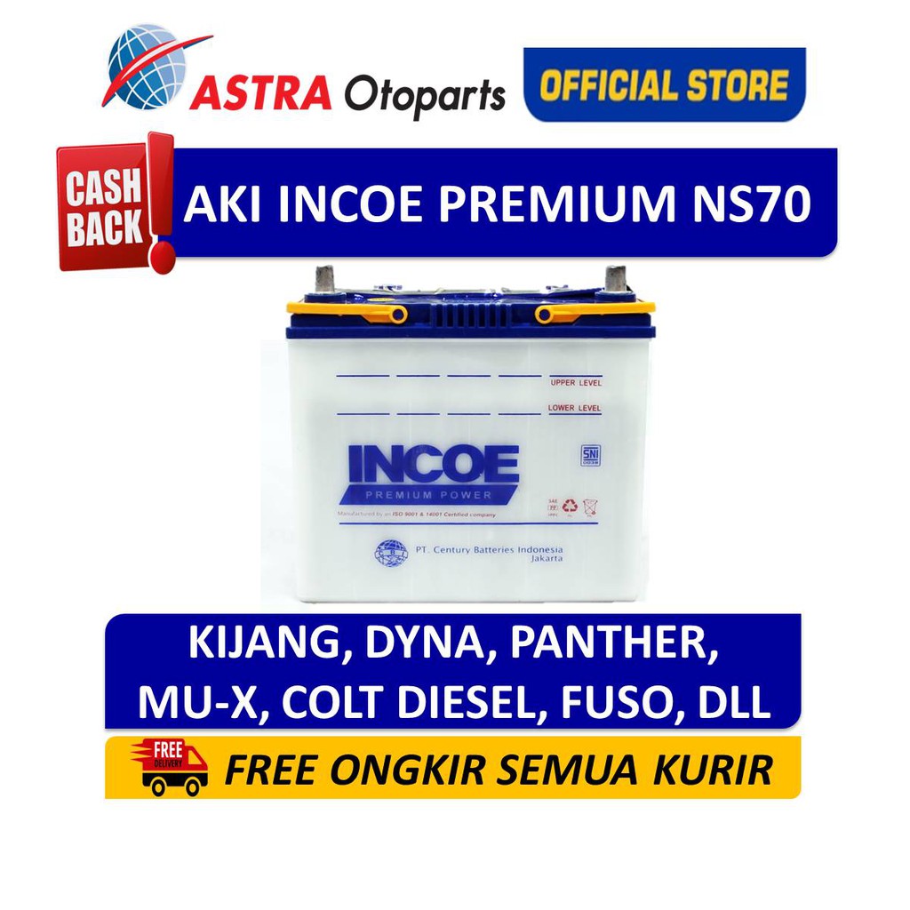 Aki Mobil Incoe Premium NS70 Dyna, Colt Diesel, MU-X, Fuso INPR-NS70