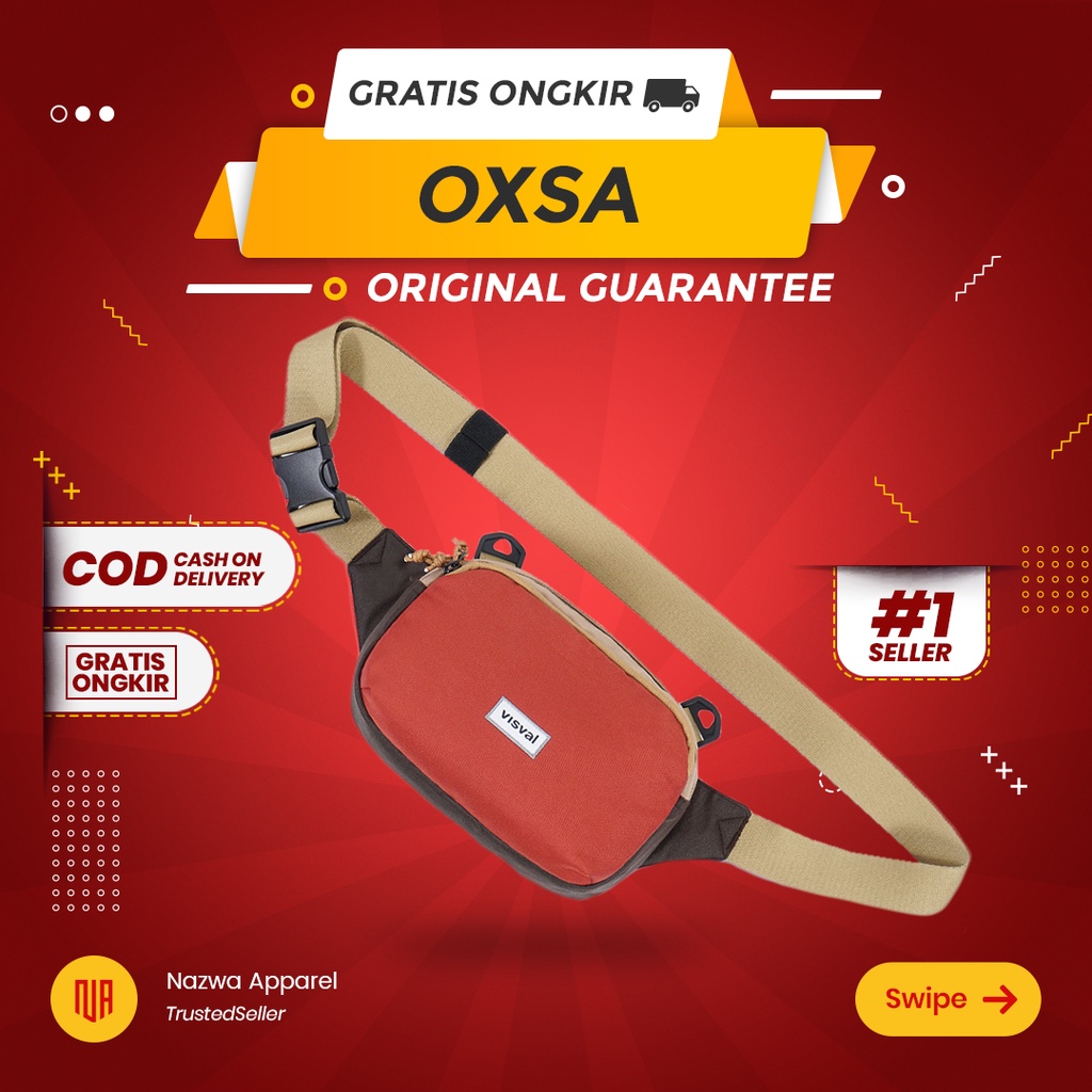 TAS SELEMPANG WAIST BAG VISVAL OXSA BRICK RED BEIGE BROWN