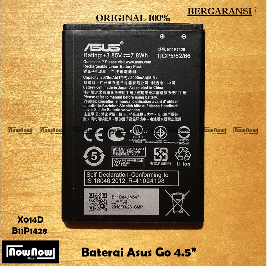 Baterai Asus Zenfone Go 4.5 Inch X014D ZB452KG B11P1428 Original Batre Batrai Battery HP Zenphone
