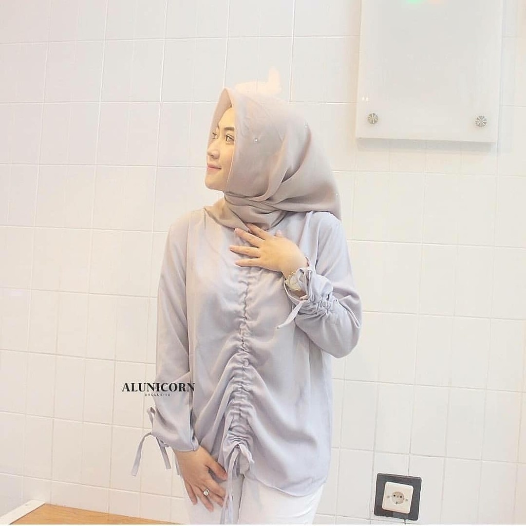 ALUNI BLOUSE ABU Baju  Wanita Kekinian Baju  Model  