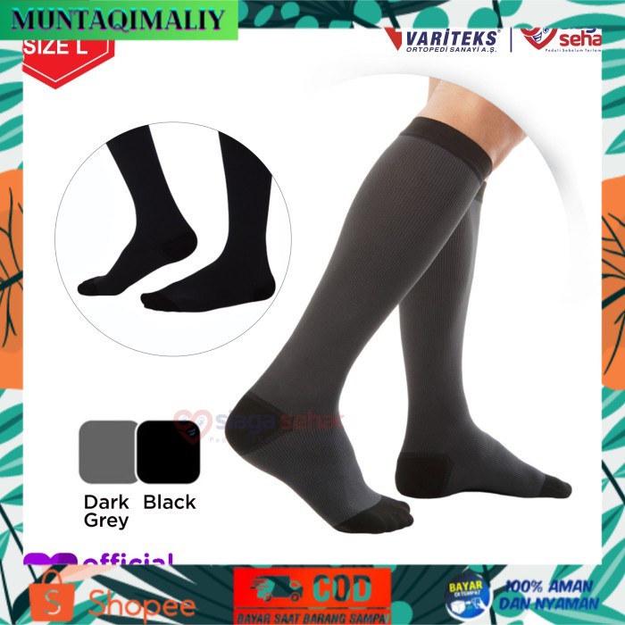 [TERBARU] Variteks- Varicose socks ( Stocking varises pria Size L) ccl 2 - Hitam