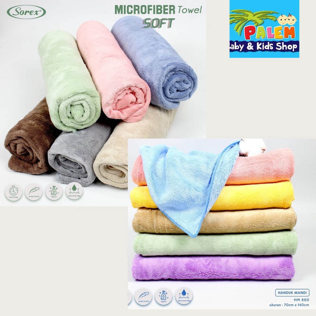 Sorex Microfiber Towel/ Handuk Mandi Dewasa Polos HM880 &amp; HM881 &amp; HM888