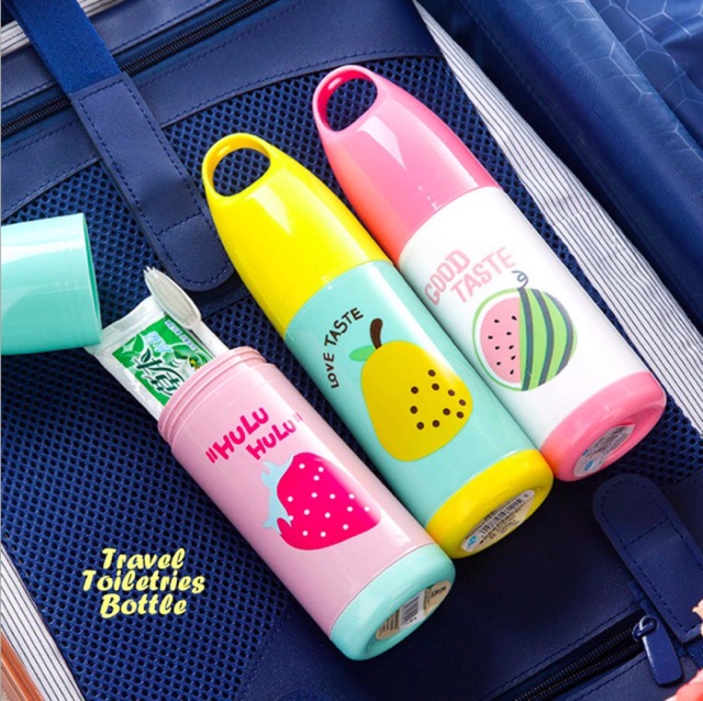 Travel toiletries bottle botol tempat sikat gigi gambar buah ok  good quality