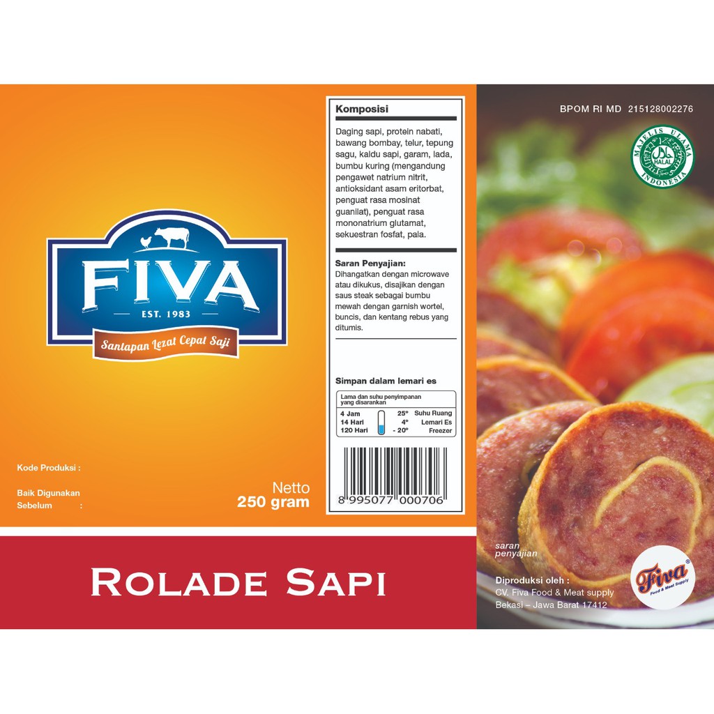 

Fiva Rolade Sapi Beef Rollade Netto 250 Gram