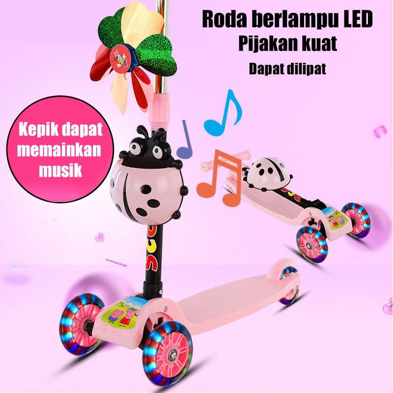 Scooter Kickboard Skuter Otoped Anak Lampu Roda 3