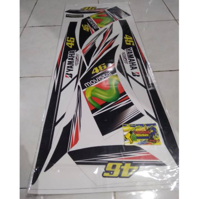 Striping Sticker List Body Variasi Motor Yamaha Jupiter Z1 Motif Grafis Movistar Warna Hitam