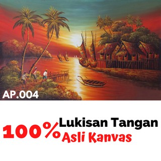 Dekorasi Ruang Tamu Lukisan Pantai Lukisan Pemandangan Pantai Sunset Canvas Asli Hiasan Dinding Shopee Indonesia