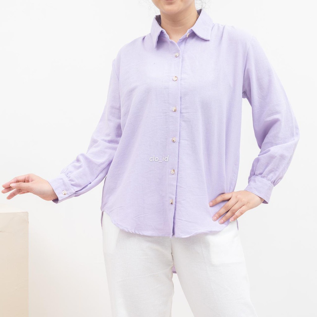 HAICLO Ava Linen Shirt / Atasan Kemeja Wanita-Lilac