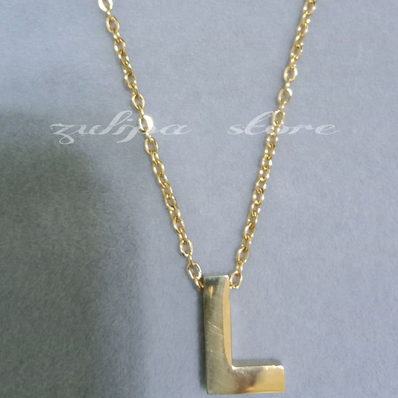 kalung kekinian Gratis liontin hurup asli titanium tidak luntur enak di pakai