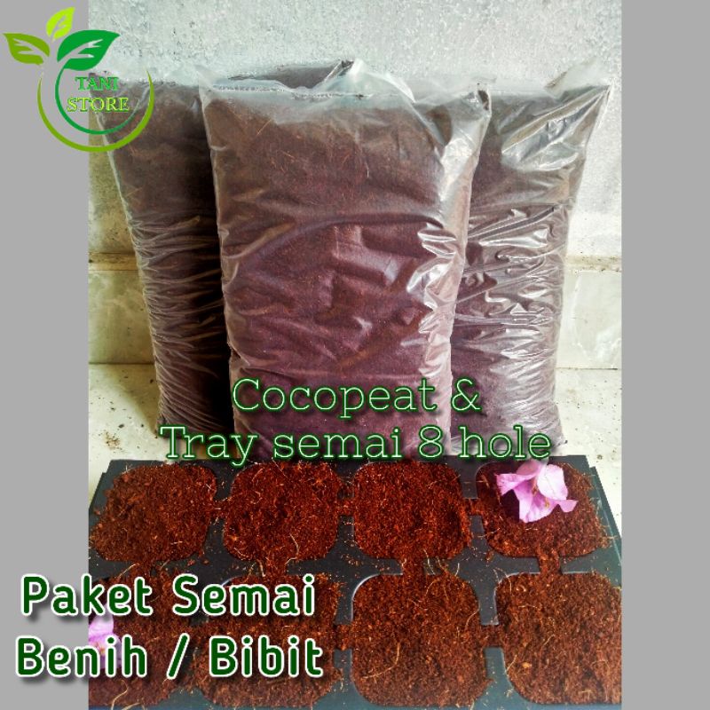 (Praktis) Paket Semai Bibit/benih_Pottray/tray semai + Cocopeat ±700 gram