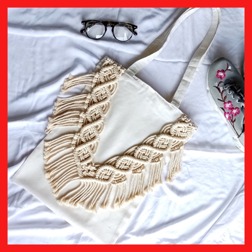 Macrame Tote Bag, Tas Macrame, Tas aesthetic