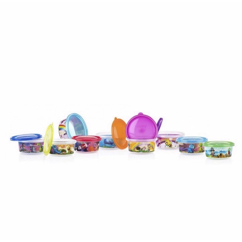 Nuby stackable bowl &amp; lids 300ml isi 4 - mangkuk dengan tutup