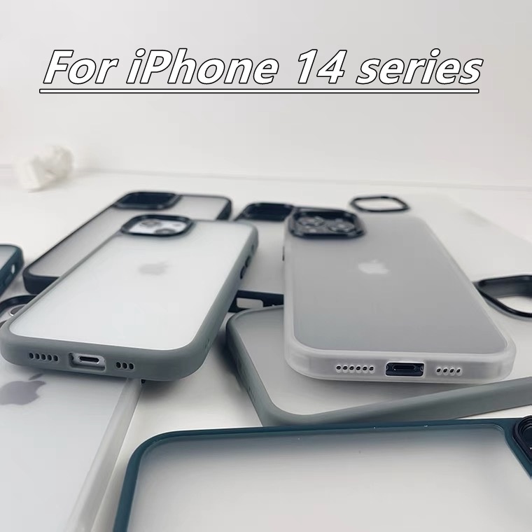 Case Pelindung Bahan Tpu + Pc Untuk iPhone 14 Casing Hybrid Matte + Tombol Alloy + Pelindung Kamera Anti Gores Untuk iPhone 11 12 13 14 Pro Max