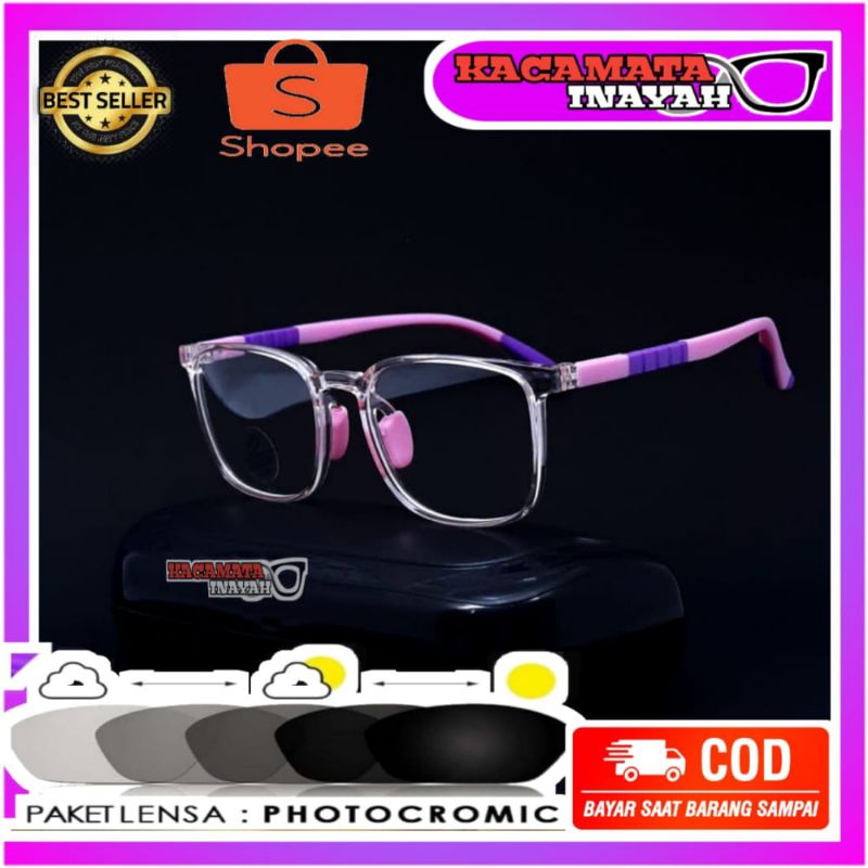 kacamata anak-anak anti radiasi+lensa photochromic minus Frame 5288