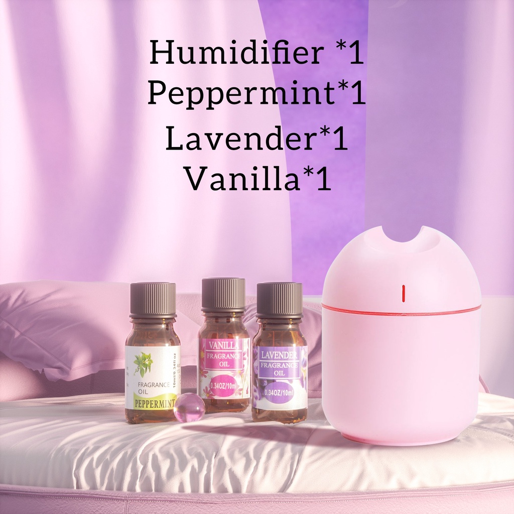 [endear]100% ORI Humidifier 250ML Essential Oil Diffuser Aroma Terapi Pengharum Ruangan-Pink*1+ OIL 10ML*3