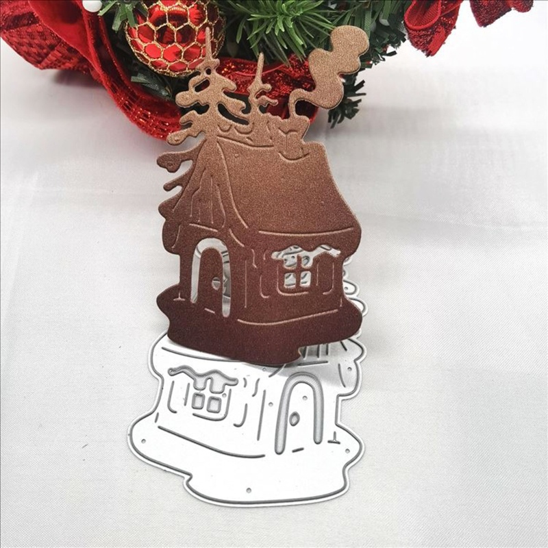 Cetakan Stensil Cutting Dies Motif Rumah Natal Bahan Metal Untuk Scrapbook / Craft DIY