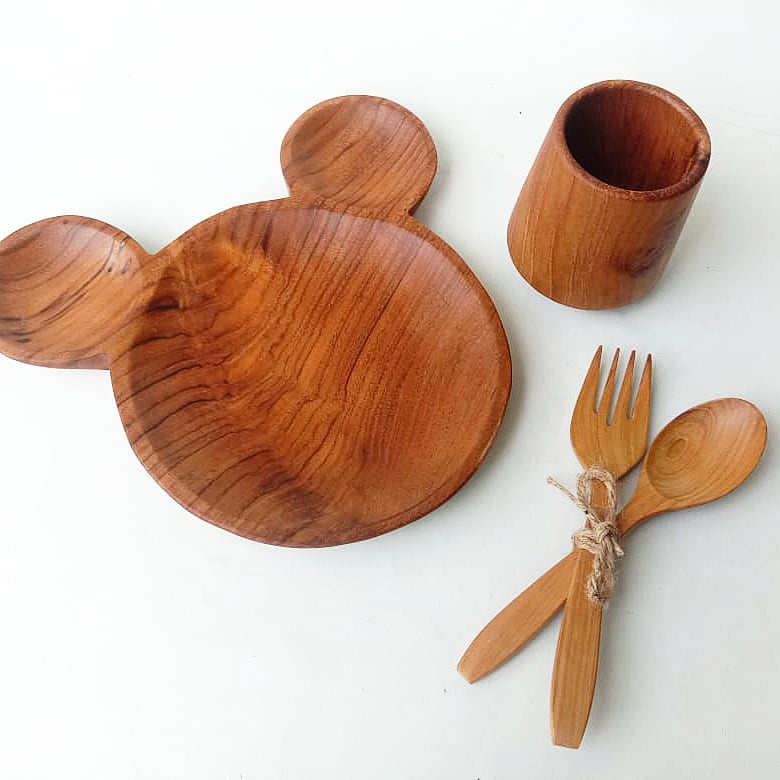 LAVANYA SET - Piring Kayu/ Gelas Kayu/ Sendok Kayu/ Wooden Plate/ Piring Saji