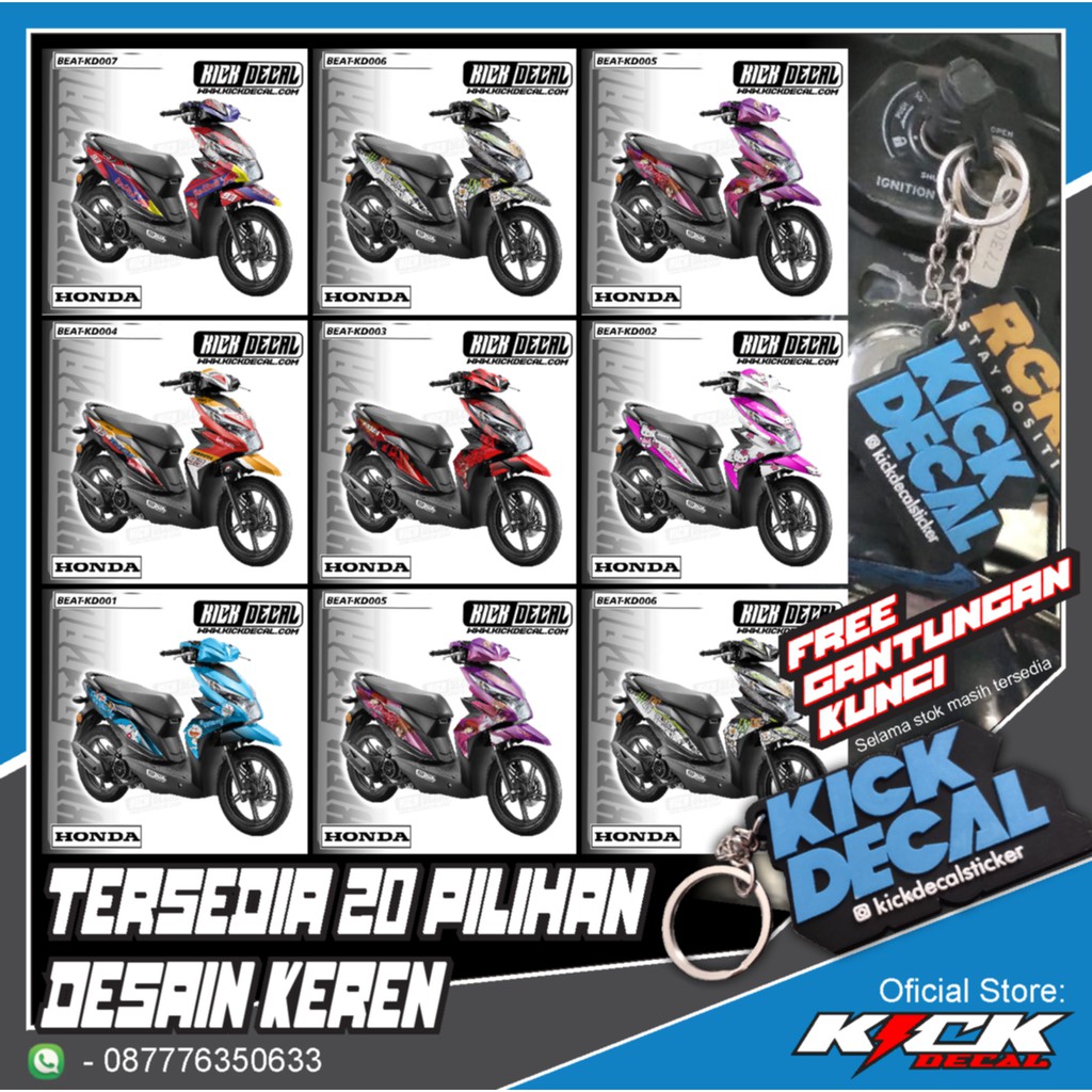 STICKER DECAL MOTOR HONDA BEAT VARIAN KD001-KD020
