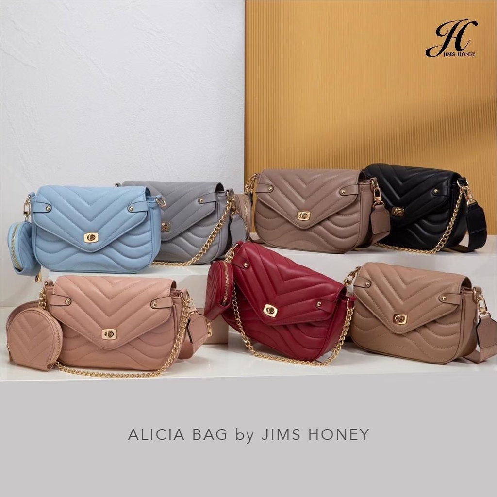 Jims Honey Alicia Bag Tas Selempang Wanita Korea Fashion Import Sling Bag Rantai cod jims honey original