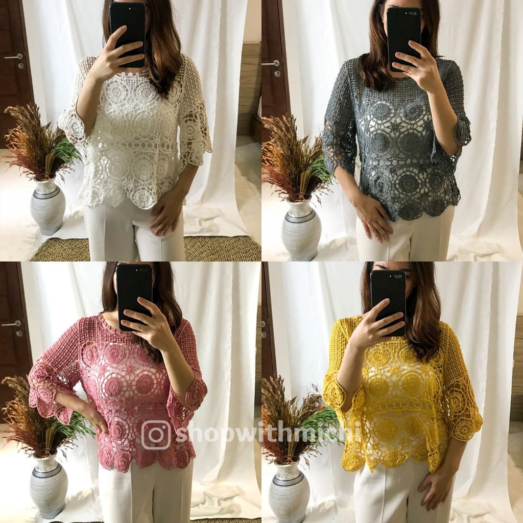 ELENA TOP Baju  Bangkok  Original Atasan  Casual Rajut 