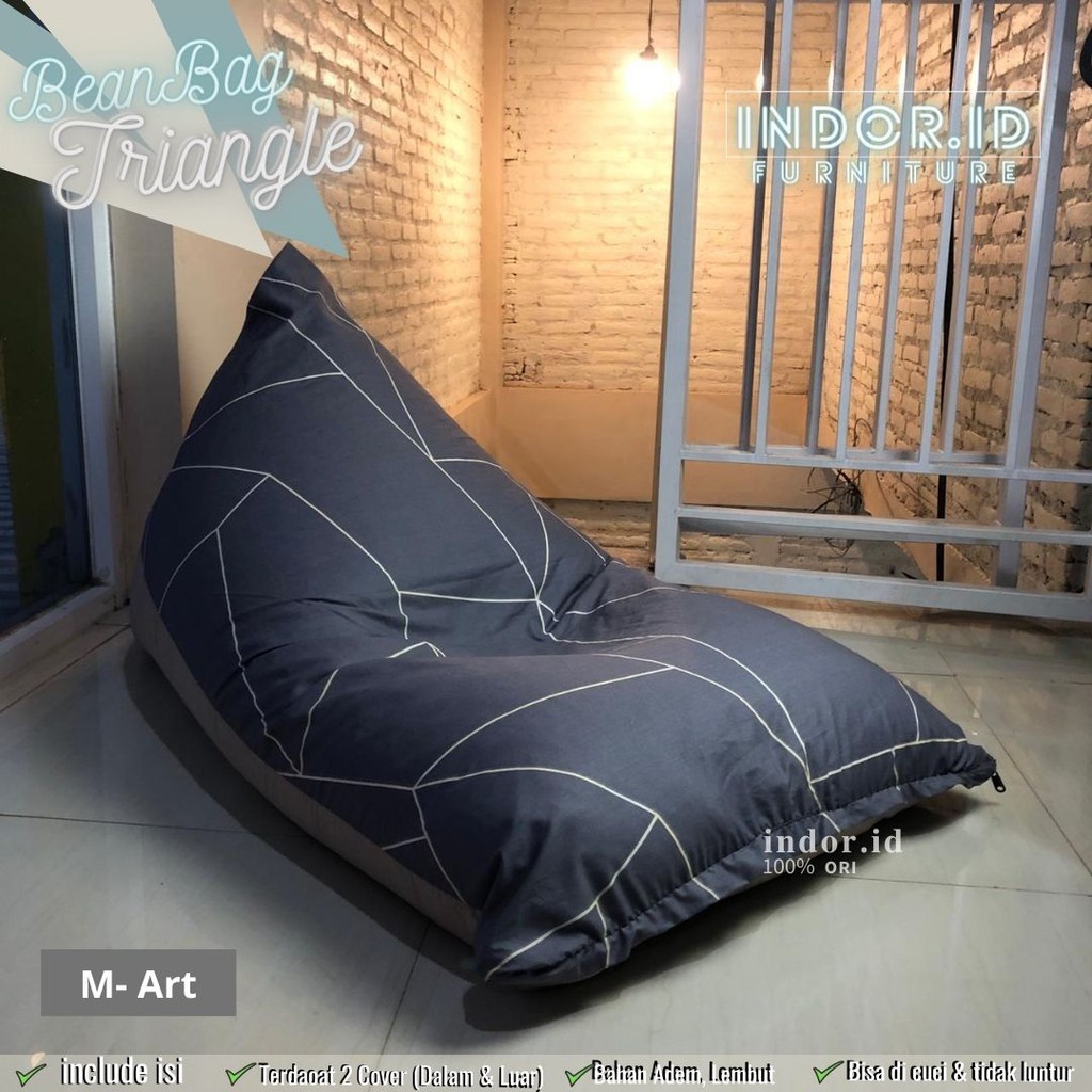 Bean Bag TRIANGLE MEDIUM PLUS ISI Bahan KATUN - Bean Bag Murah - Bean Bag Dewasa - Bean Bag Sofa Minimalis