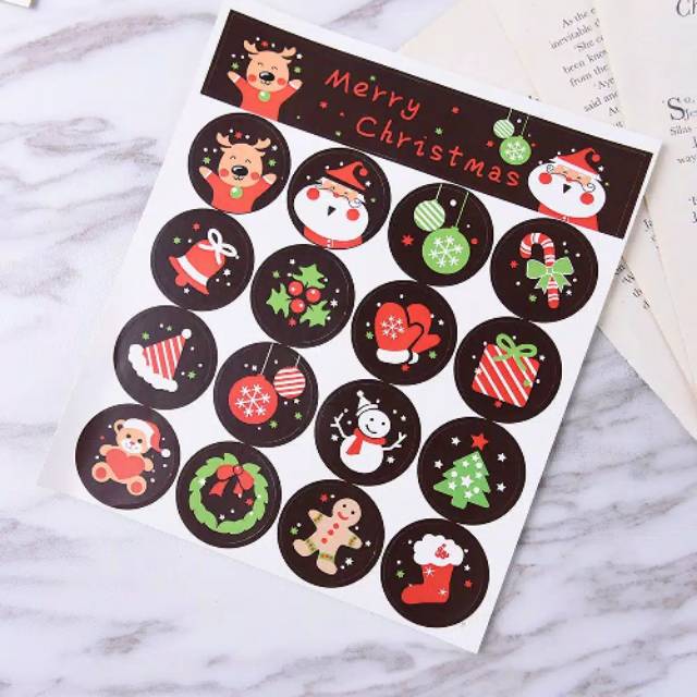 

(1lembar) stiker diy natal/ sticker label tema christmas / label snack