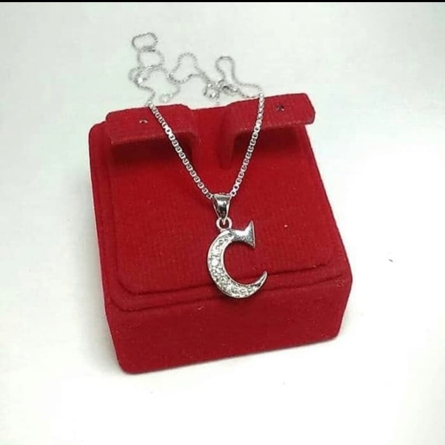 Kalung inisial kalung liontin huruf kalung wanita perak 925 lapis emas putih