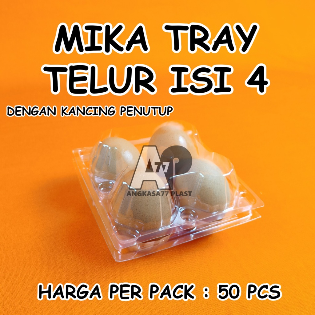 Mika telur isi 4 + penutup kancing / packingan telur