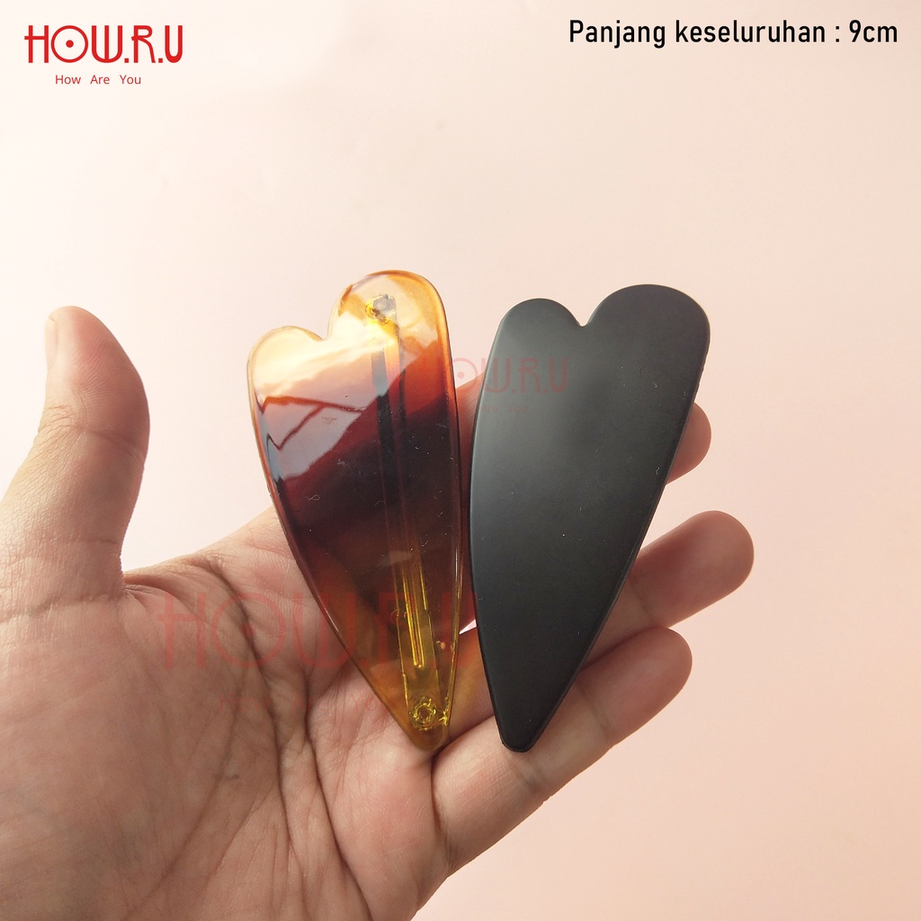 HOW.R.U | 9cm - Jepit Rambut Otomat / Korean Style Hair Clip Doff Glossy