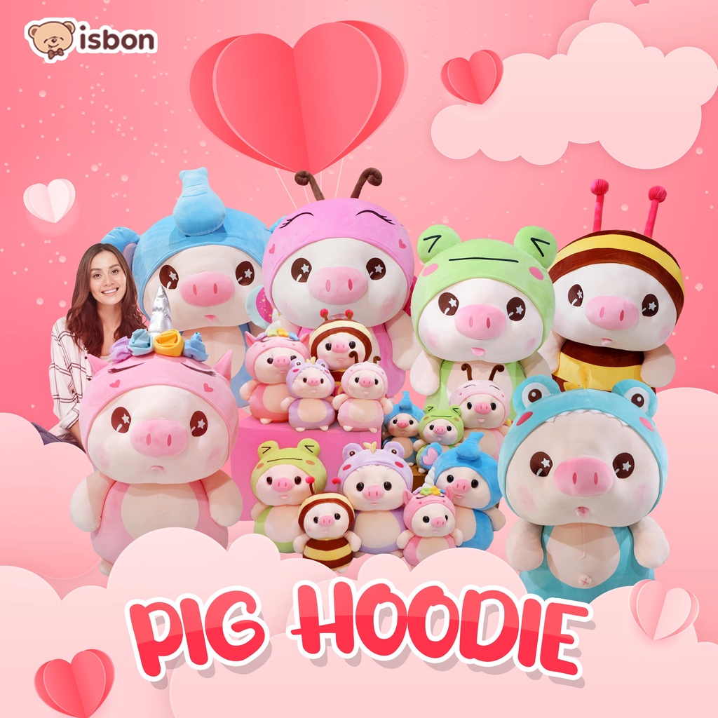 ISTANA BONEKA Babi Pig Hoodie 25cm squishy halus premium besar lucu piggy pig soft plush premium