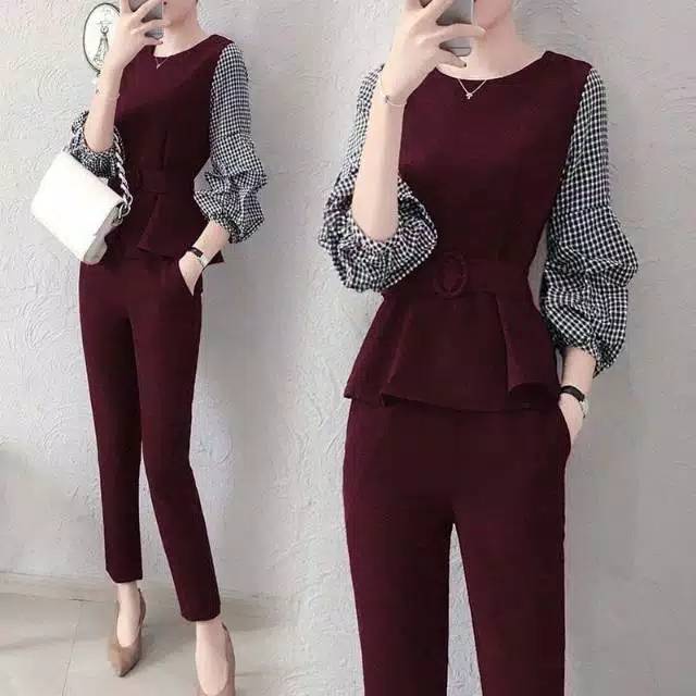 Set 2in1 Maudy Setelan Wanita Import Gaya Korea Baju Formal Kerja Kantor Dan Santai Shopee Indonesia