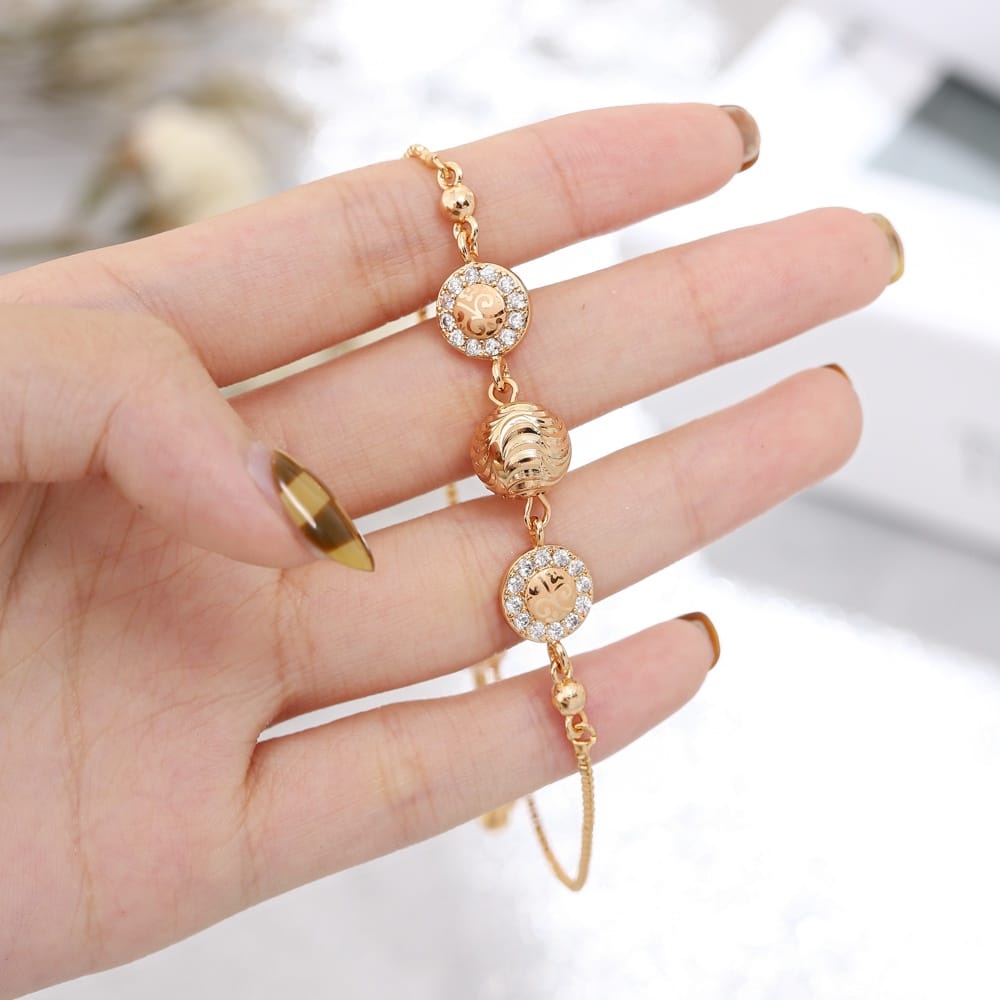 [COD] Gelang Serut Bulat Titanium Anti Karat Murah Perhiasan Lapis Emas 24k Anti Luntur Wanita Fashion Jewelry Gelang Rantai Murah Terbaru