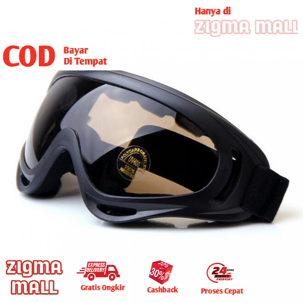 COD Kacamata Goggles Ski Kaca Mata Helm Retro Vintage Olahraga Bingkai Tebal Lapisan Karet ASLI ORIG