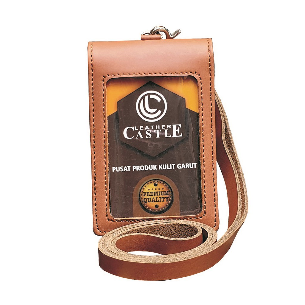 

Name Tag Tempat ID Card Tali ID Kulit Double Magnet Flip Leather Castle