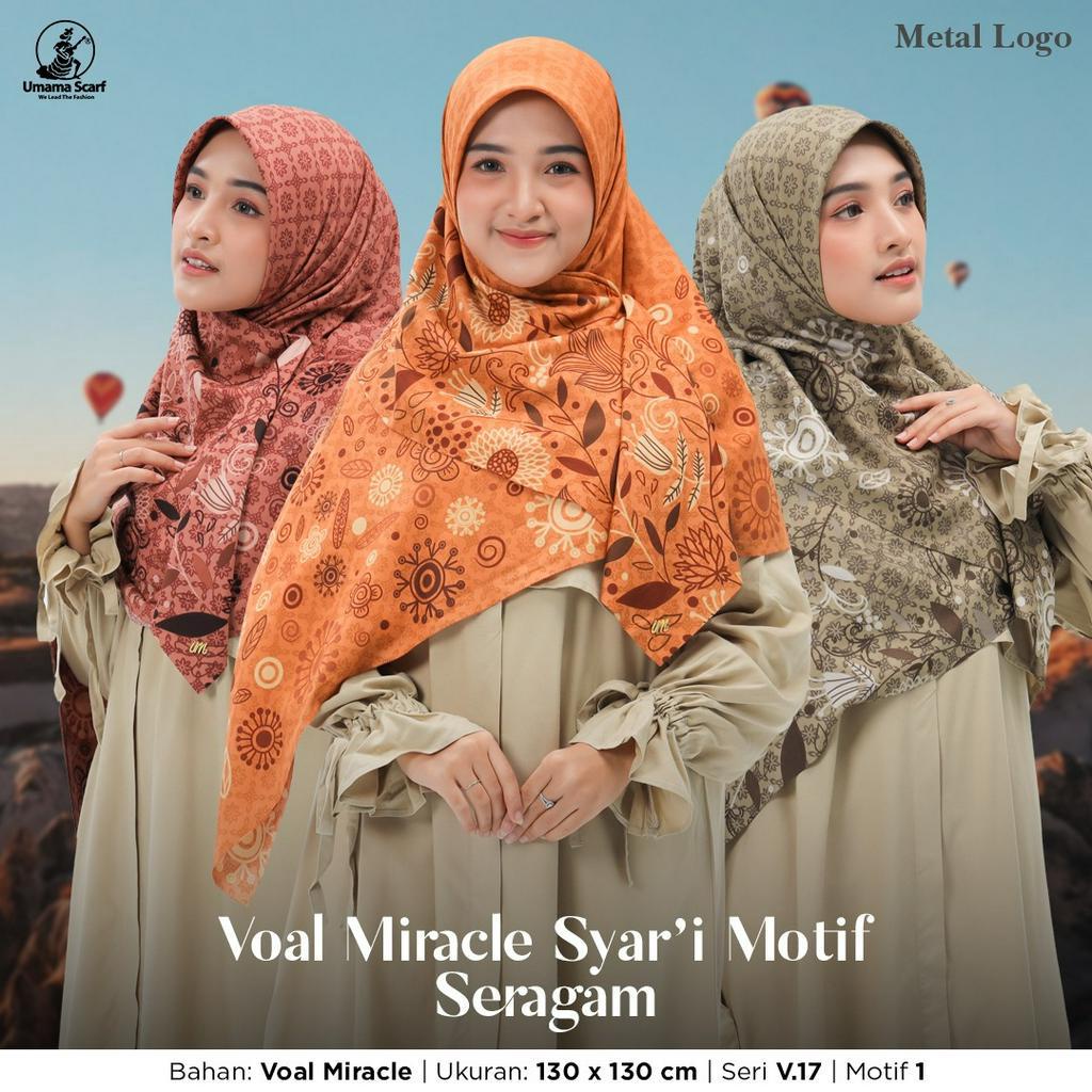 Hijab Segiempat Voal Miracle Syari Motif Original Umama Scarf 130x130cm