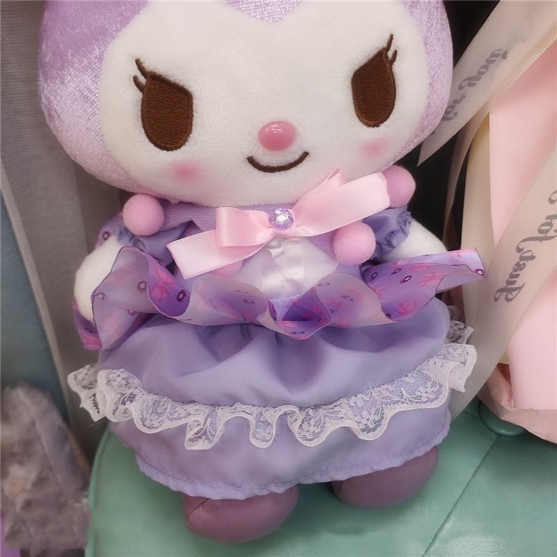 22cm Boneka Kuromi Princess Dress Plush Toy Stuffed Doll Cartoon Brooch Soft Toy Gift Mainan