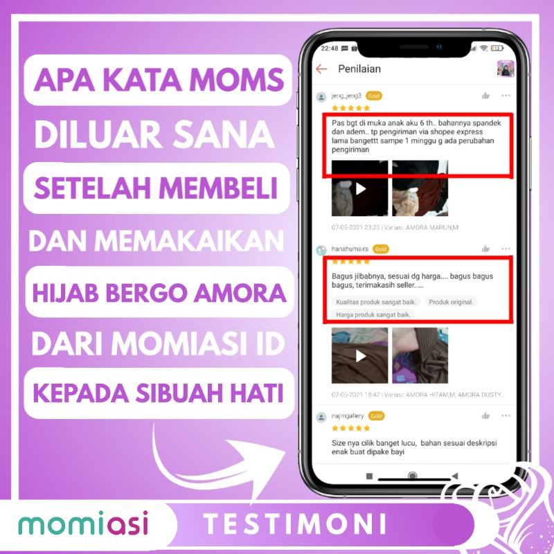 Momiasi - Kerudung Anak Jilbab Hijab Anak Bayi Perempuan Premium Amora Bergo Kids