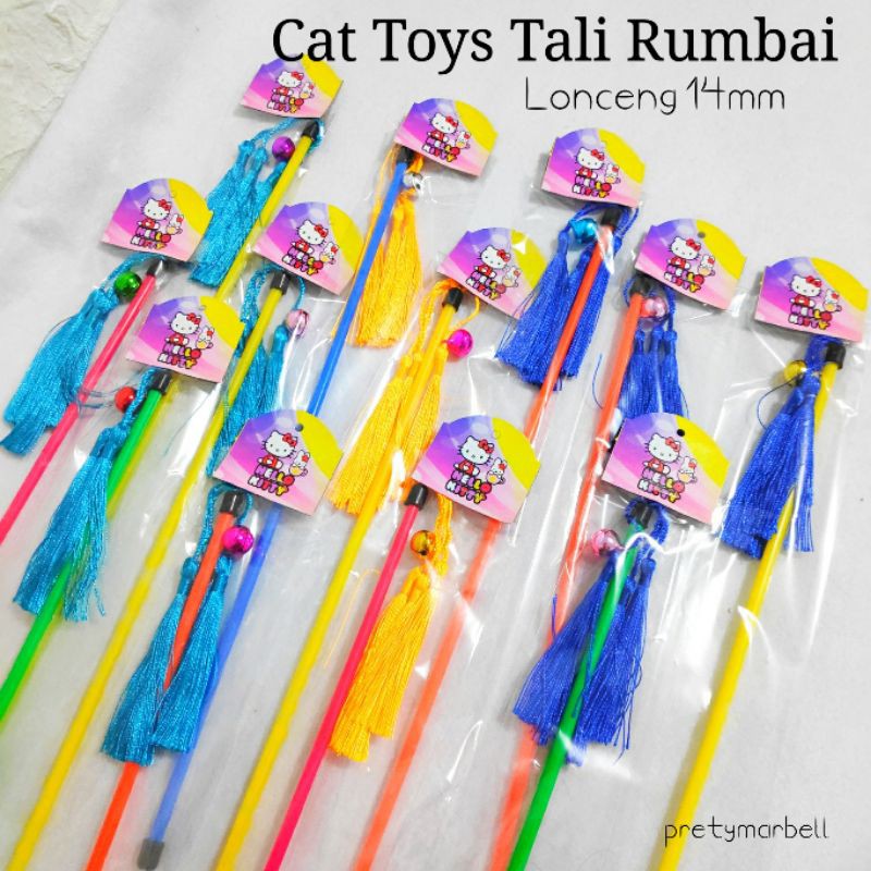 Cat Toys Stick Mainan  Kucing Tali Rumbai Lonceng 14mm