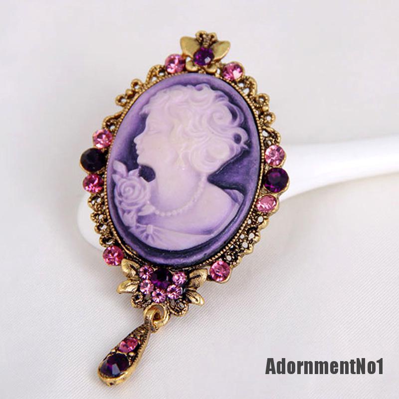 (Adornmentno1) Bros / Pin Gaya Victoria Motif Cameo Aksen Kristal Untuk Perhiasan Wanita / Pesta Pernikahan