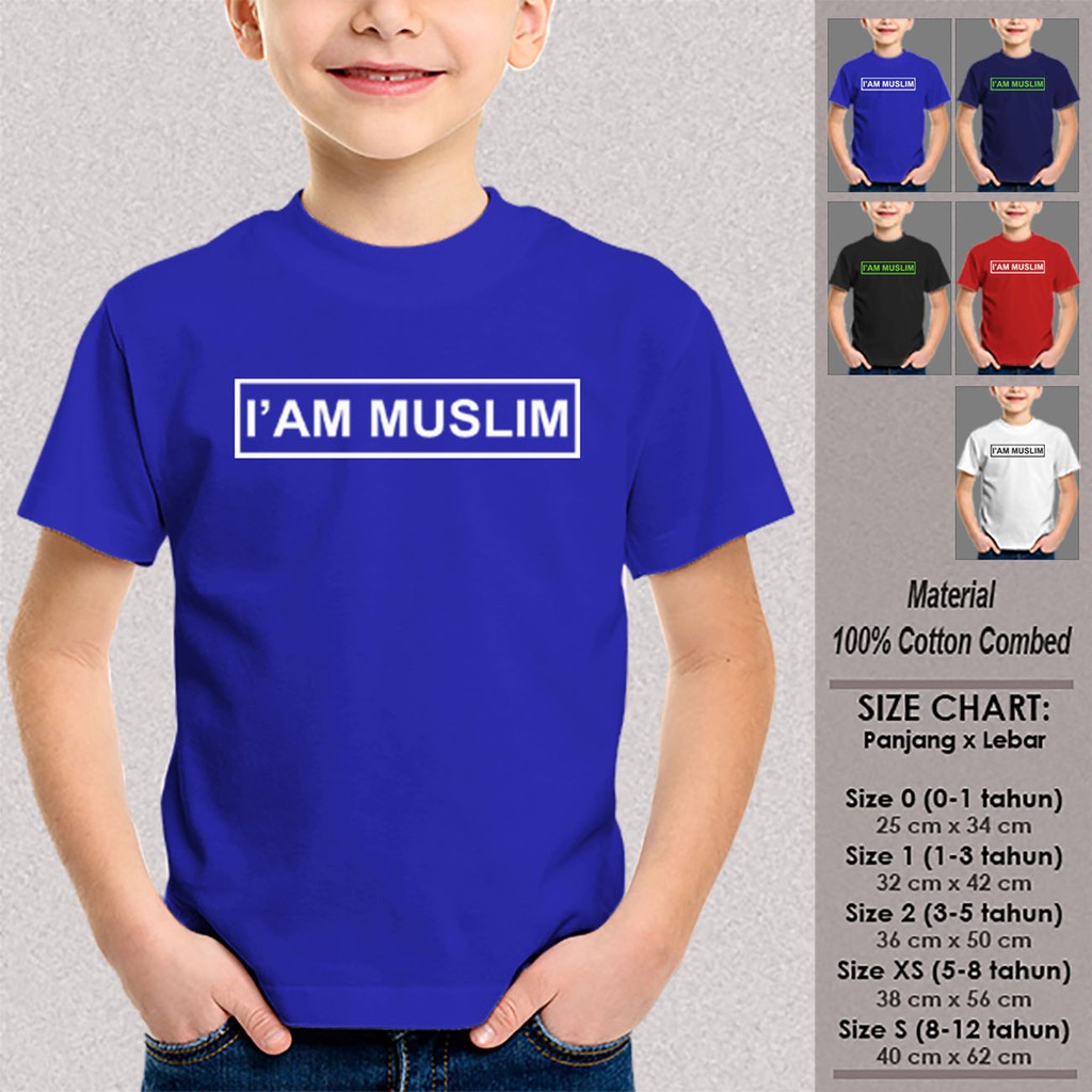  Kaos  Anak  Karakter Muslim Cowok  SN ASMSMY099 IAM MUSLIM 2 