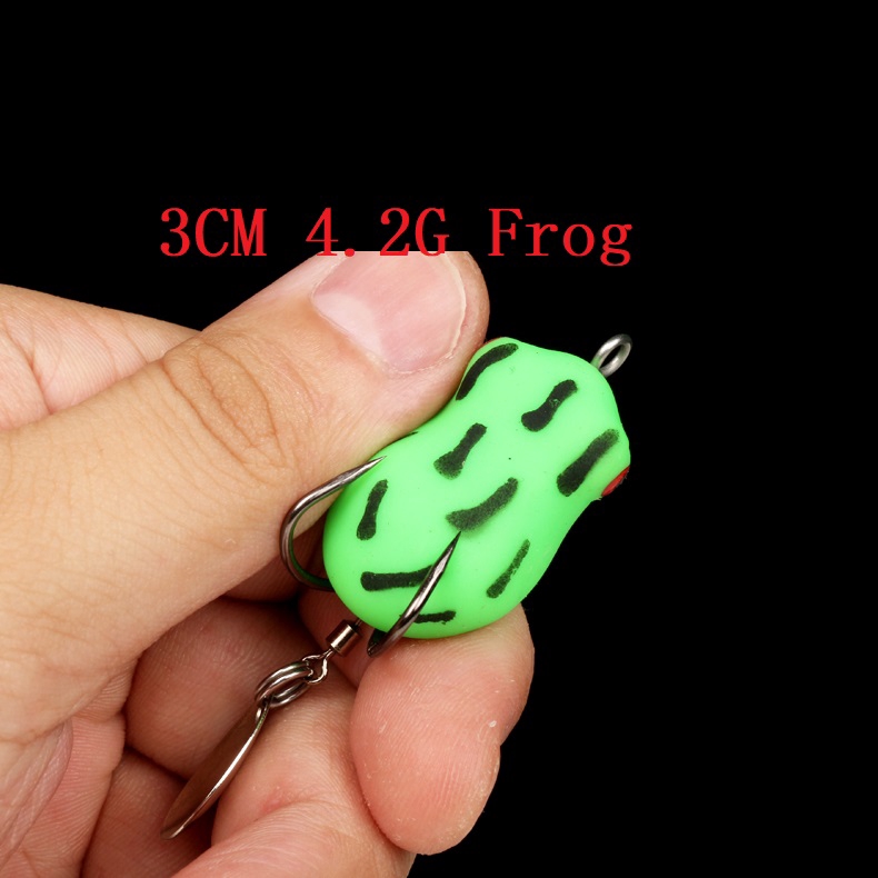 Shengyao 1Pcs Soft Frog Umpan Pancing 3cm/4.2g Fishing Lure Bentuk Katak Lembut Ukuran Dengan Kail Ganda Bass Wobbler Floating Sequin Bait