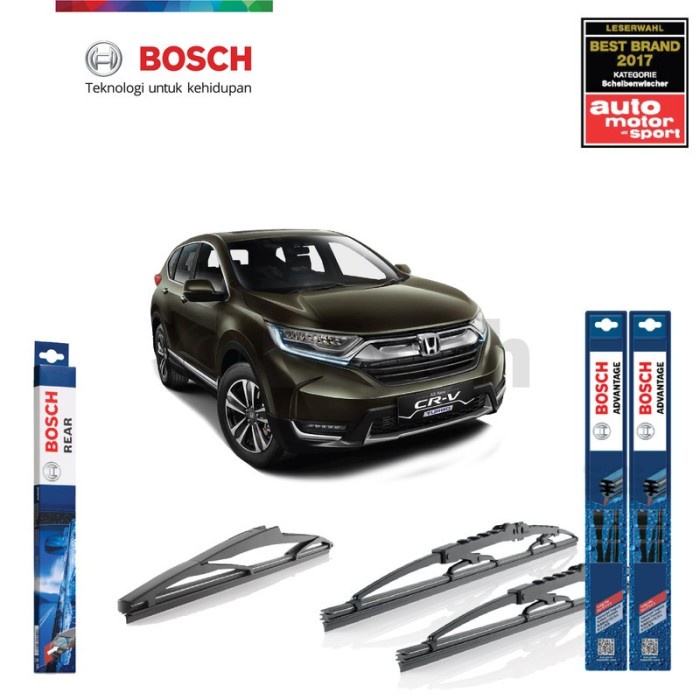 Wiper Depan Belakang Honda All New CRV Turbo 2017 - On Bosch Advantage