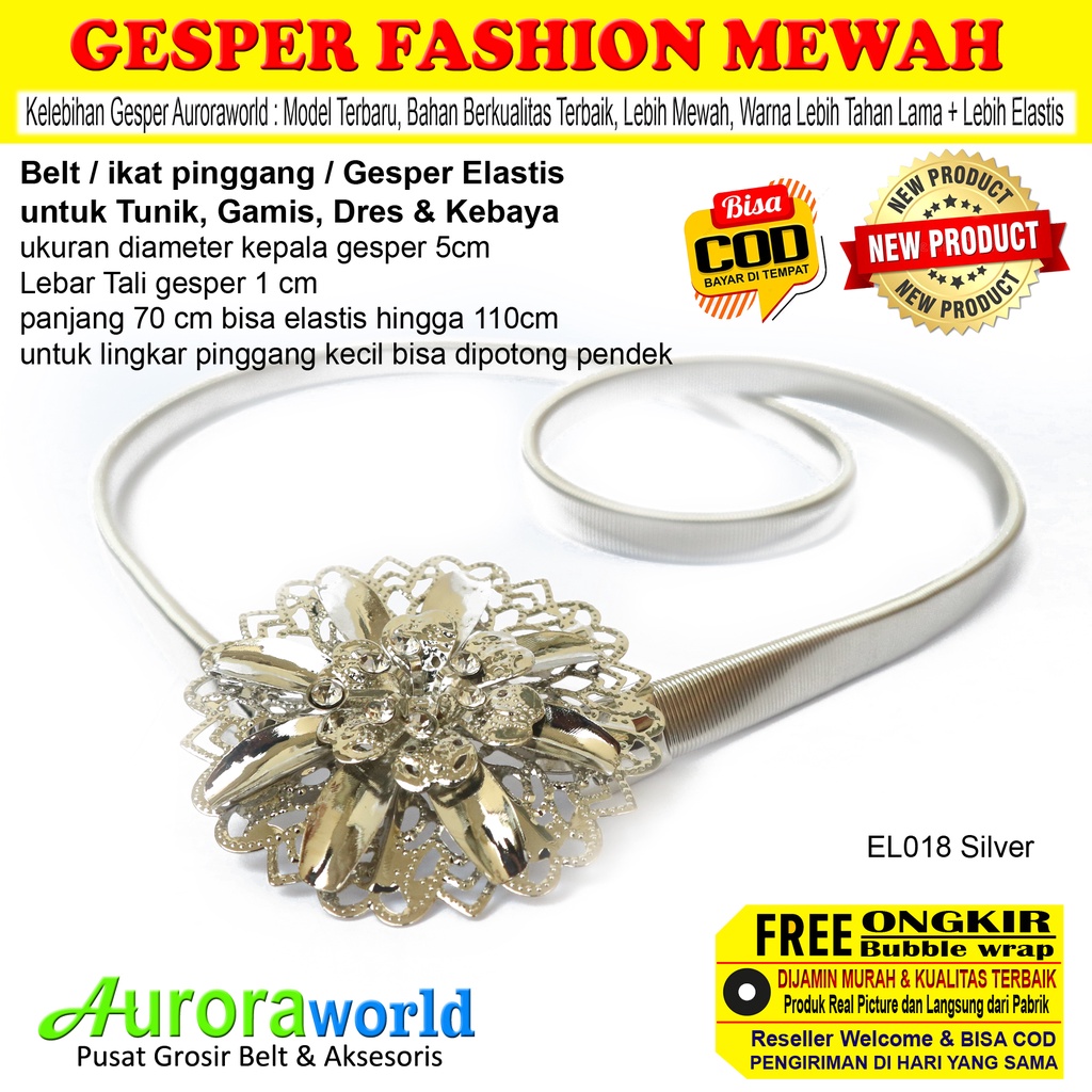 Auroraworld Terbaru Gesper cewek Ikat Pinggang wanita Elastis Mewah belt fashion untuk Kebaya Gamis Tunik Dres bisa COD