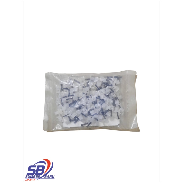 Klem Kabel PVC 4 mm + Paku Beton isi 100 Pcs Round Cable Clips IKK No 4 SBJ