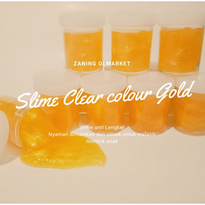 Slime Enak Murah Meriah berat 15gr, Clear Slime warna Gold, Slime Gold Ecer Harga Grosir