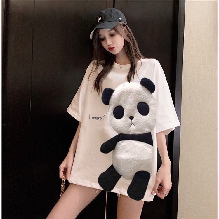 [✅BISA COD] #Sisjuly# Jakarta Ready Wanita Kartun Bordir Musim Panas Versi Korea Baru Mid-length Lengan Pendek T-shirt Pakaian Wanita