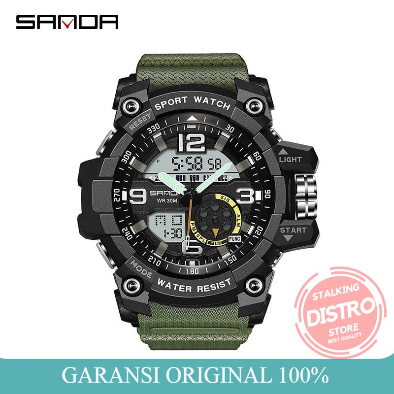 Jam Tangan Pria Digital SANDA 759 Analog Dual Time Tali Rubber